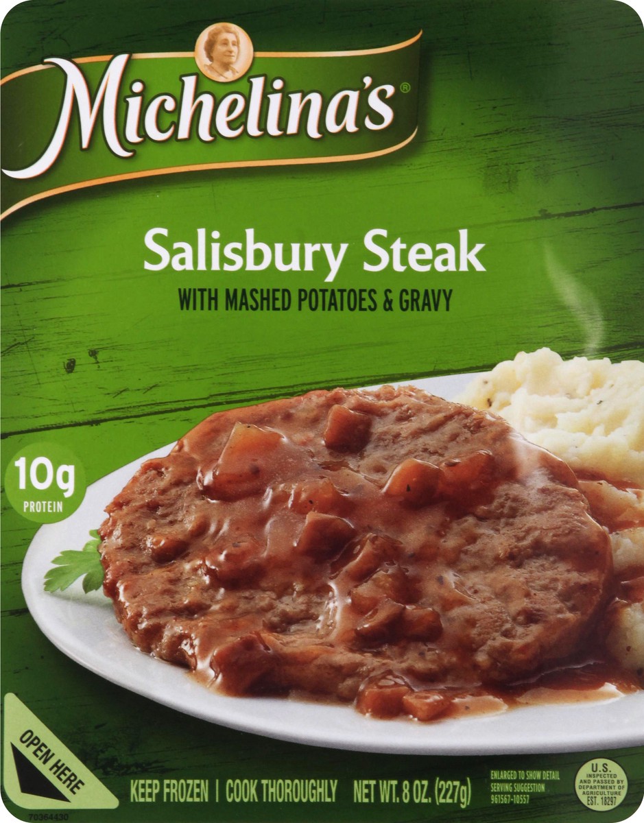 slide 4 of 7, Michelina's Salisbury Steak and Gravy with Mashed Potatoes 8.0 Oz. (Frozen), 8 oz