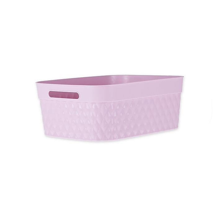 slide 1 of 1, Starplast Medium Rectangular Quilted Flex Storage Basket - Pink, 1 ct