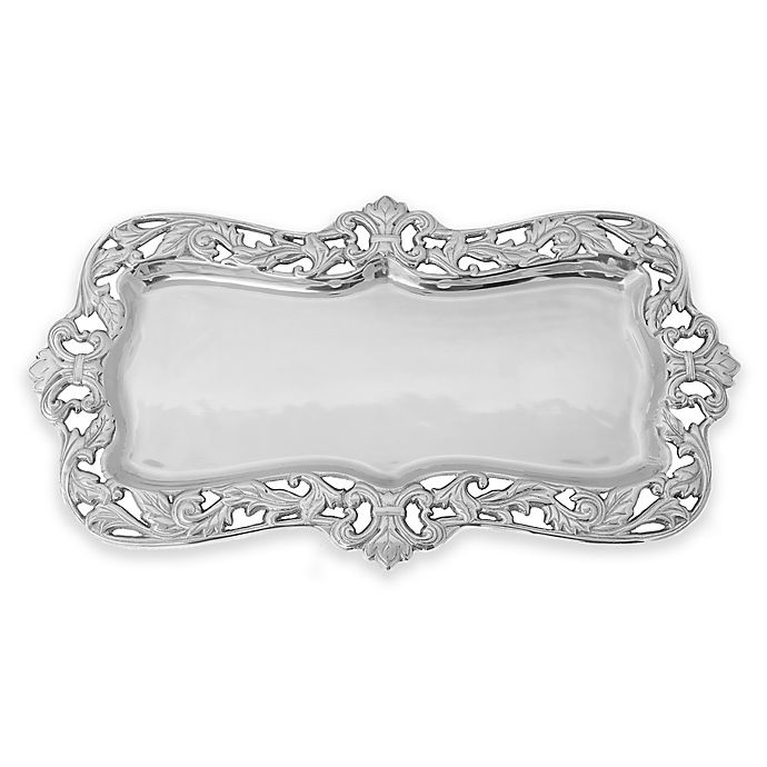 slide 1 of 1, Arthur Court Designs Fleur de lis Oblong Acanthus Tray, 22 in