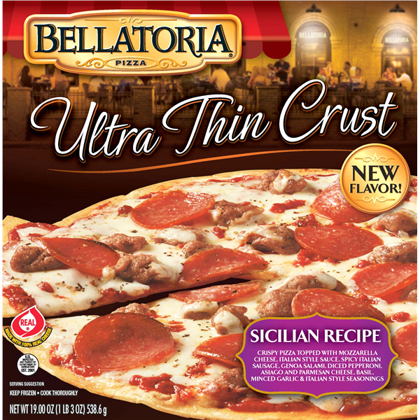 slide 1 of 1, Bellatoria Pizza Sicilian Recipe Ultra Thin Crust, 19 oz