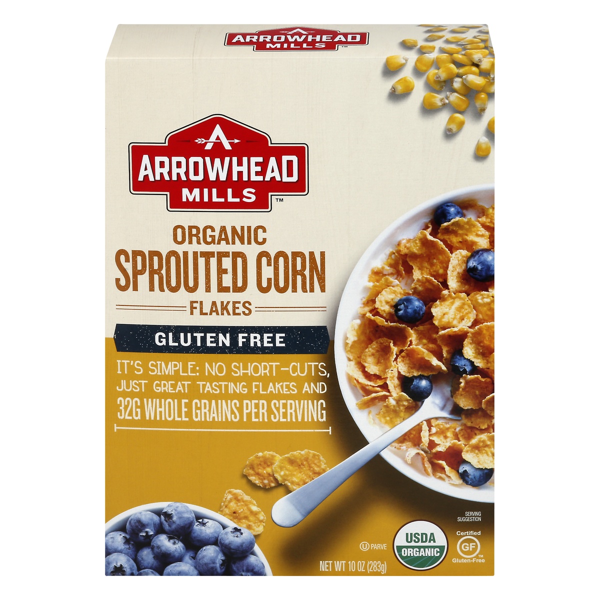 slide 1 of 1, Arrowhead Mills Cereal Sprouted Corn Flakes Gluten Free Organic, 10 oz