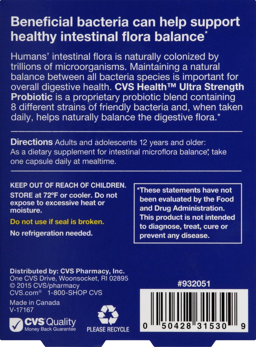 slide 6 of 12, CVS Health Ultra Strength Probiotic Capsules, 20 Ct, 20 ct