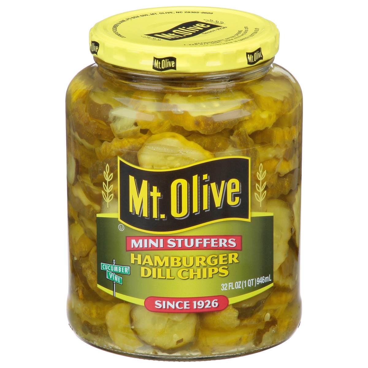 slide 8 of 13, Mt. Olive Mini Stuffers Hamburger Dill Chips Pickles 32 fl oz Jar, 32 oz