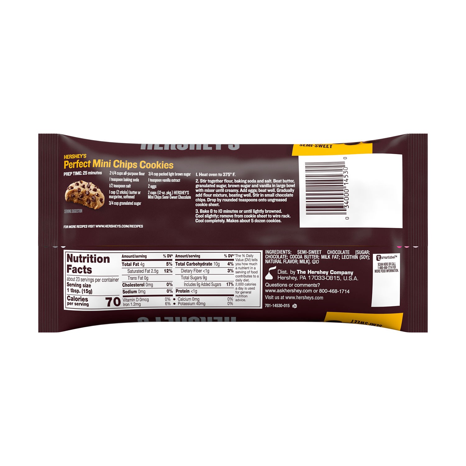 slide 5 of 8, Hershey's Mini Semi-Sweet Chocolate Baking Chips Bag, 12 oz, 12 oz