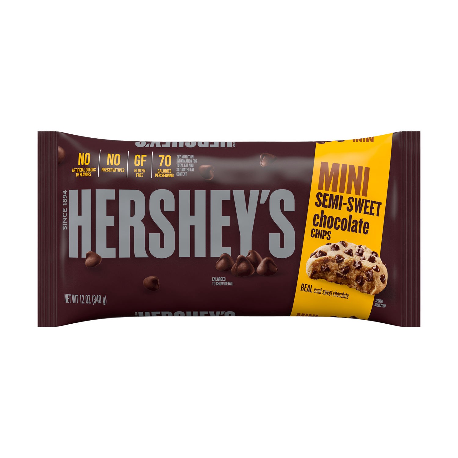 slide 1 of 8, Hershey's Mini Semi-Sweet Chocolate Baking Chips Bag, 12 oz, 12 oz