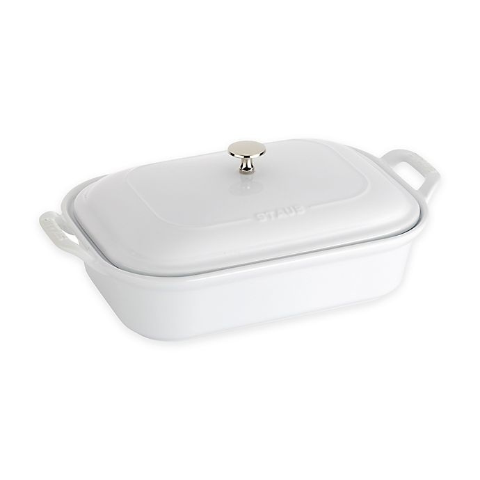 slide 1 of 2, Staub Rectangular Covered Baking Dish - White, 4 qt