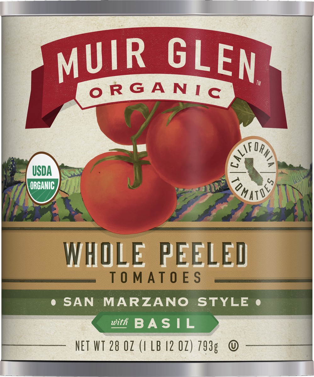 slide 7 of 9, Muir Glen Whole Peeled Tomatoes, San Marzano Style With Basil, 28 oz., 28 oz