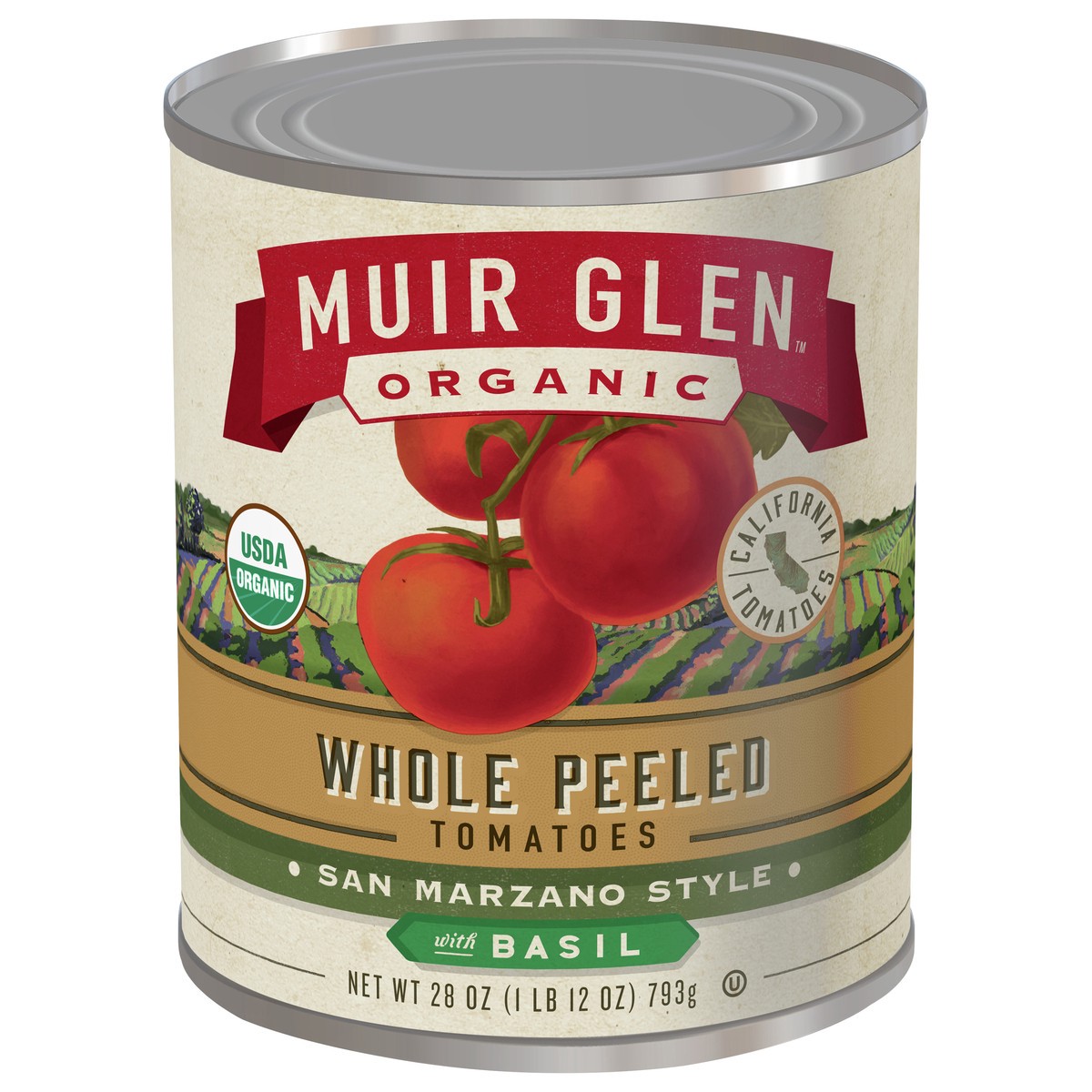 slide 1 of 9, Muir Glen Whole Peeled Tomatoes, San Marzano Style With Basil, 28 oz., 28 oz