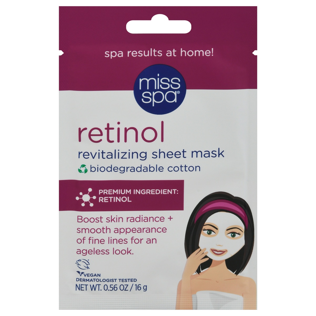 slide 1 of 1, Miss Spa Retinol Revitalizing Cotton Sheet Mask, 1 ct