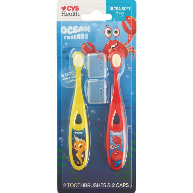 slide 1 of 1, Cvs Health Toddler Toothbrush, Ocean Friends, 2 Ct, 2 ct