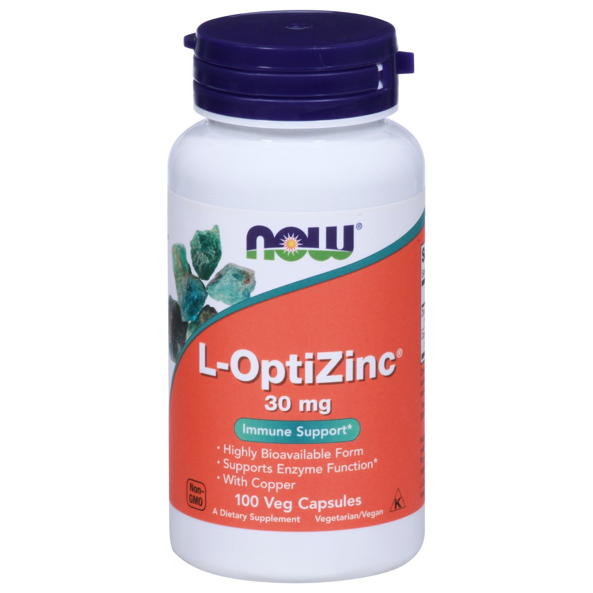 slide 2 of 10, NOW L-OptiZinc 30 mg - 100 Veg Capsules, 100 ct