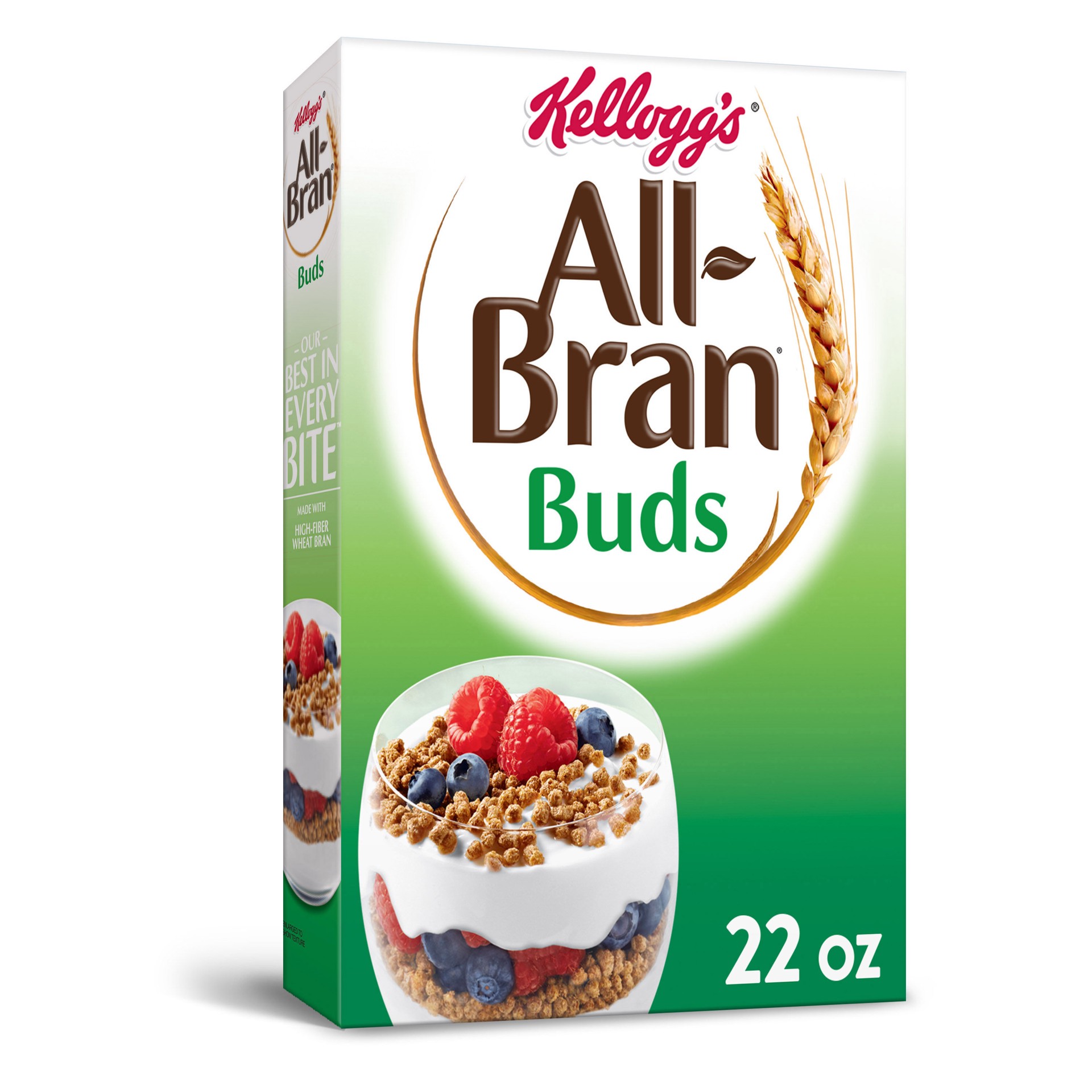 slide 1 of 5, All-Bran Kellogg's All Bran Buds Breakfast Cereal, 8 Vitamins and Minerals, High Fiber Cereal, Original, 22oz Box (1 Box), 22 oz