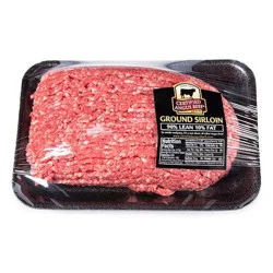 Market District Beef Ground Sirloin, 90% Lean, 10% Fat, Certified Angus Beef ®