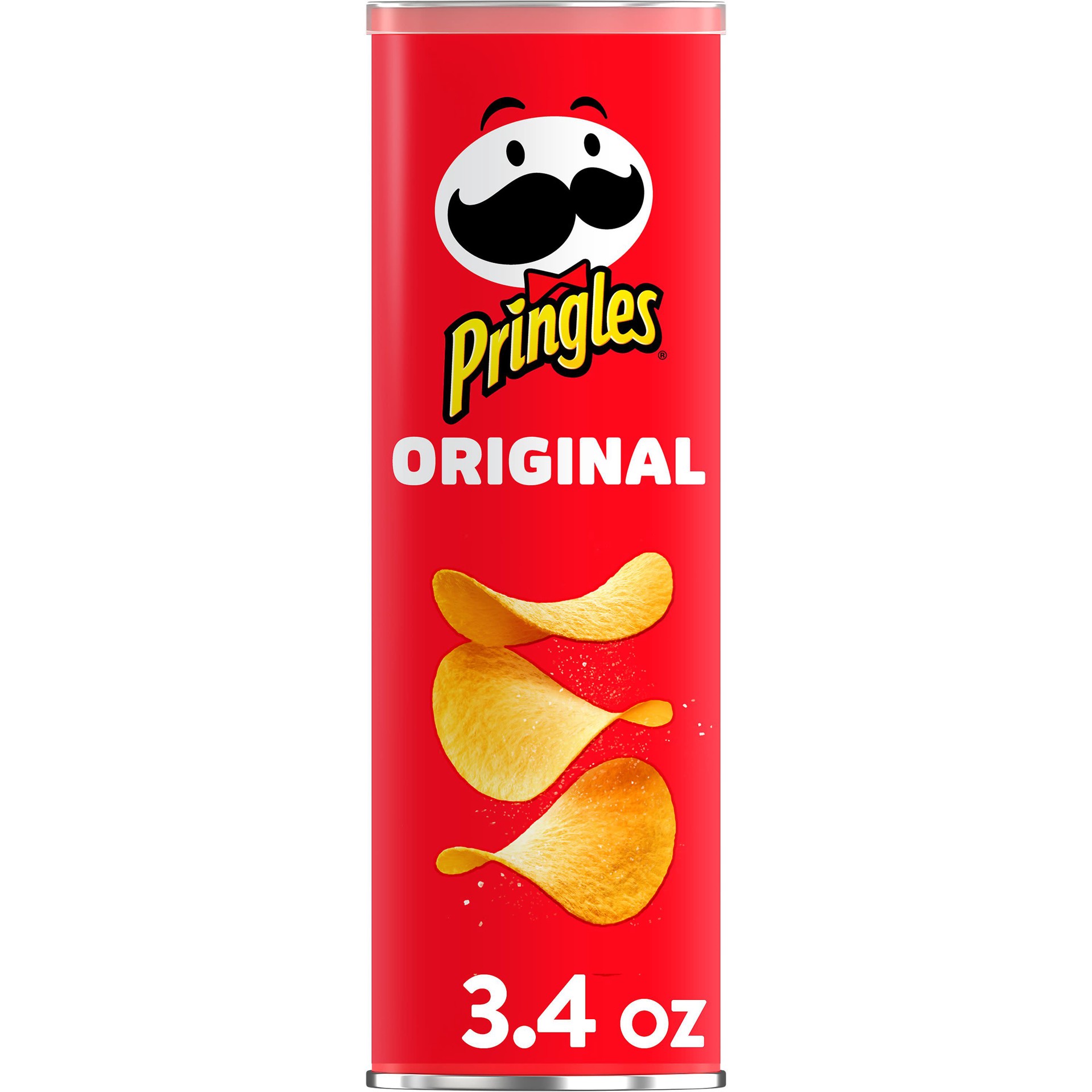 slide 1 of 6, Pringles Potato Crisps Chips, Lunch Snacks, Snacks On The Go, Original, 3.4oz Can, 1 Can, 3.4 oz