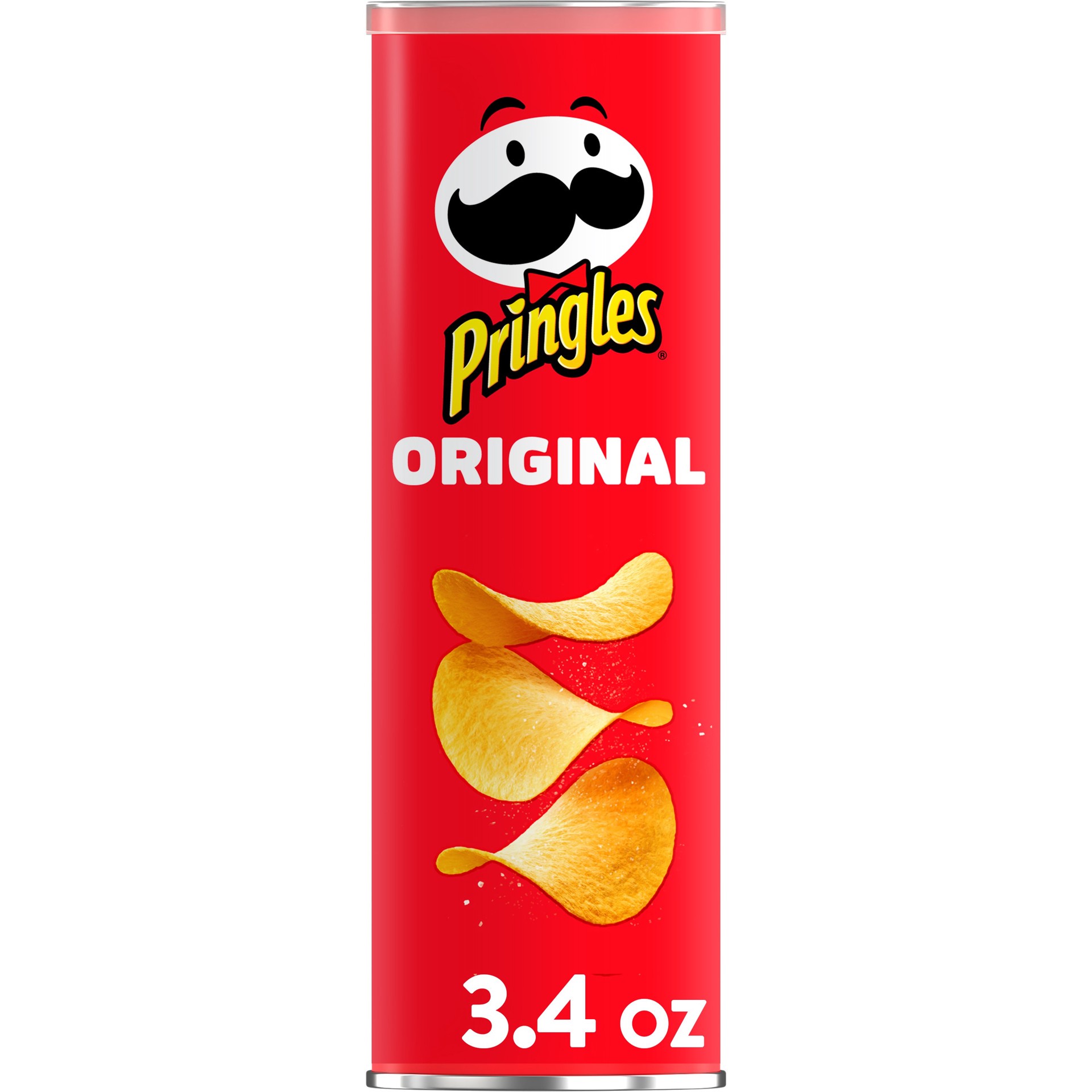 slide 1 of 6, Pringles Potato Crisps Chips, Lunch Snacks, Snacks On The Go, Original, 3.4oz Can, 1 Can, 3.4 oz