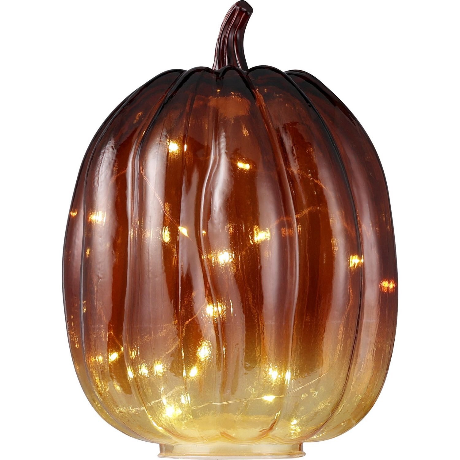 slide 1 of 1, FALL FEST Glass Pumpkin With Light Décor, 1 ct