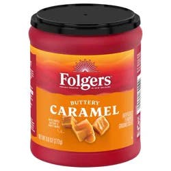 Folgers Buttery Caramel Artificially Flavored Ground Coffee, Medium Roast, 9.6 ounce Canister