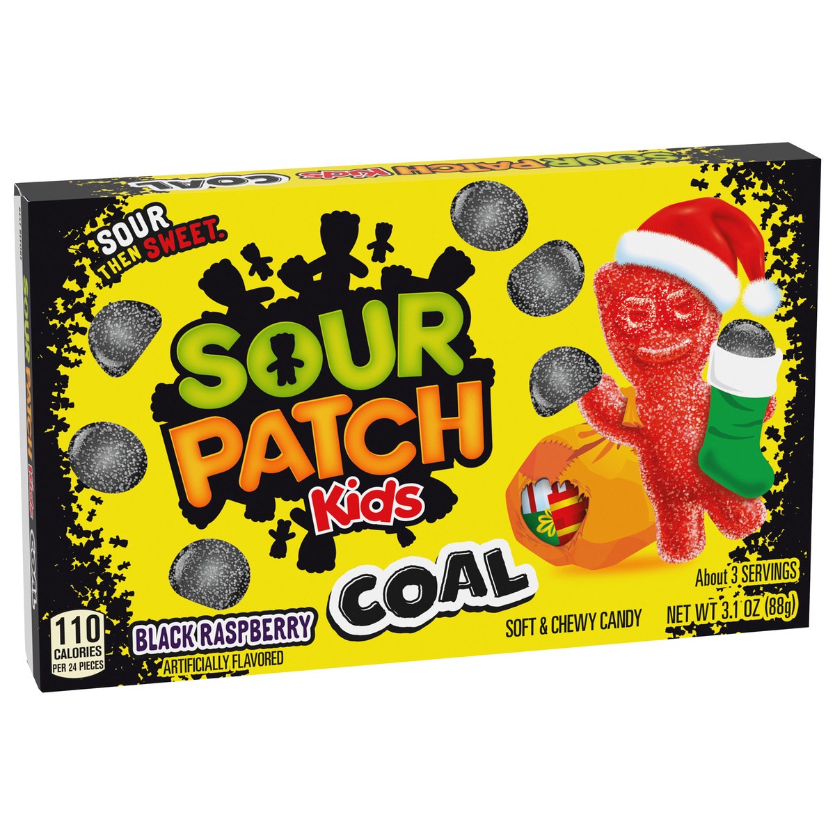 slide 5 of 13, SOUR PATCH KIDS Coal Black Raspberry Soft & Chewy Holiday Candy, 3.1 oz, 3.1 oz