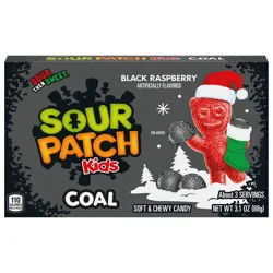 SOUR PATCH KIDS Coal Black Raspberry Soft & Chewy Holiday Candy, 3.1 oz