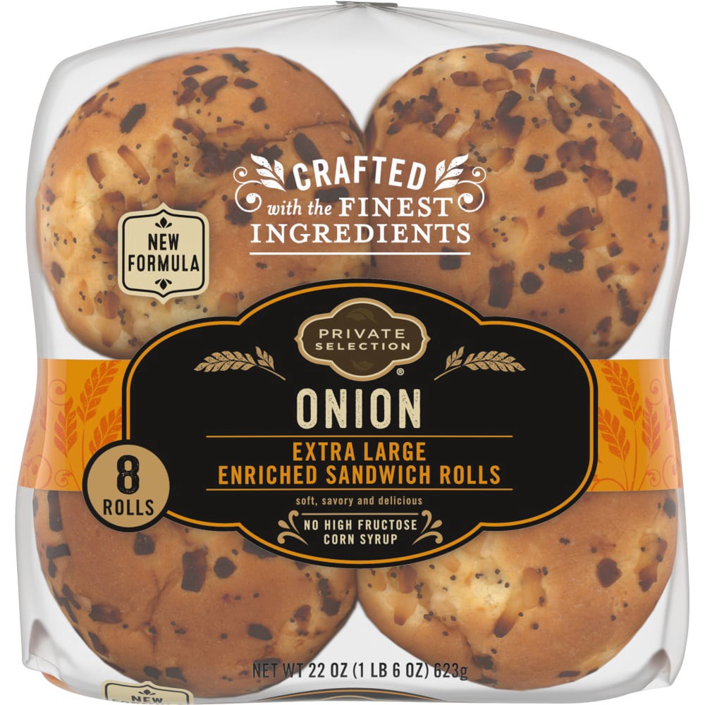 slide 4 of 4, Private Selection Extra Large Enriched Onion Sandwich Rolls, 8 ct; 22 oz