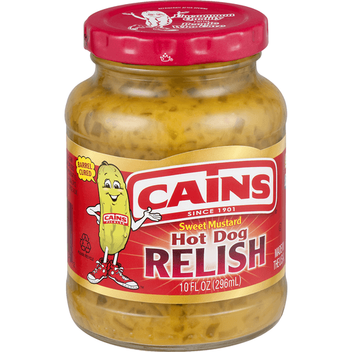 slide 3 of 8, Cain's Sweet Mustard Hot Dog Relish, 10 oz