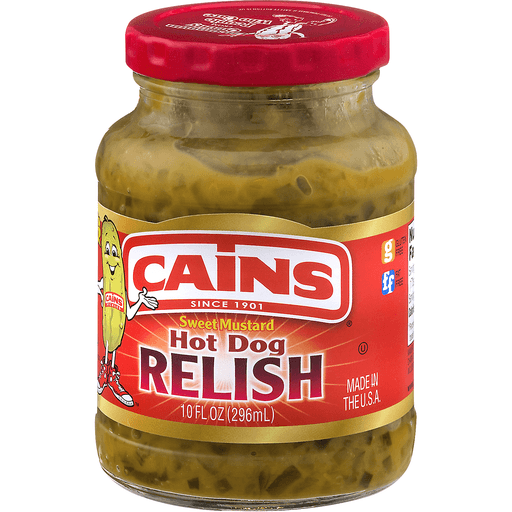 slide 6 of 8, Cain's Sweet Mustard Hot Dog Relish, 10 oz