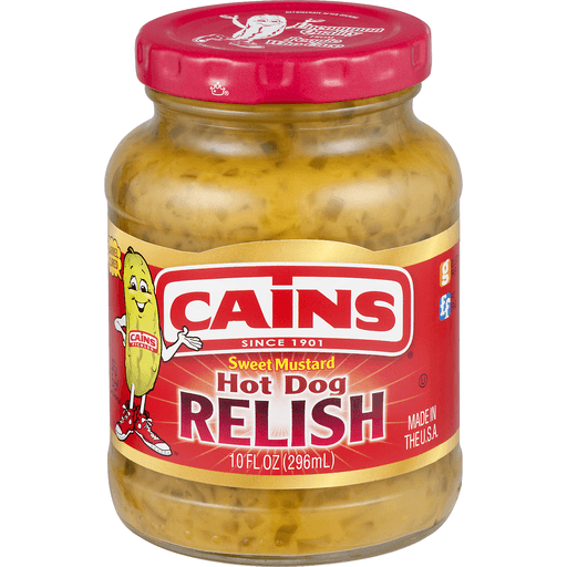 slide 1 of 8, Cain's Sweet Mustard Hot Dog Relish, 10 oz