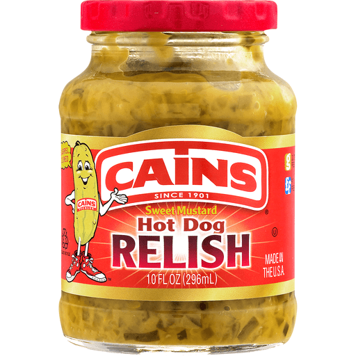 slide 8 of 8, Cain's Sweet Mustard Hot Dog Relish, 10 oz