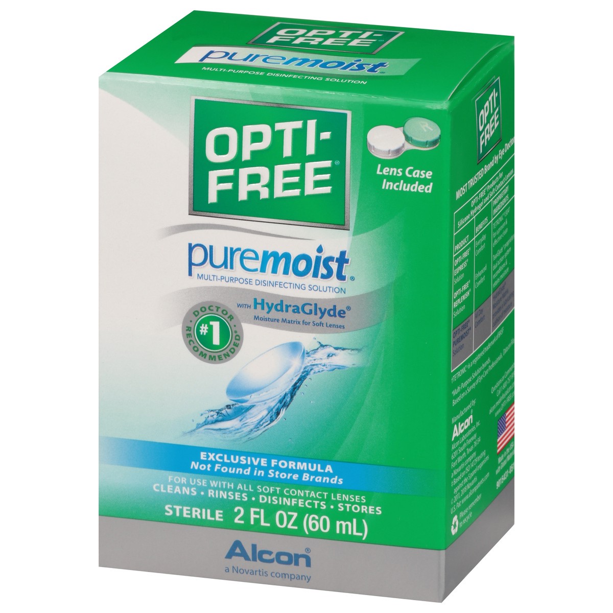 slide 11 of 13, Opti-Free Puremoist Multi-Purpose Disinfecting Solution with HydraGlyde 2 fl oz, 2 fl oz