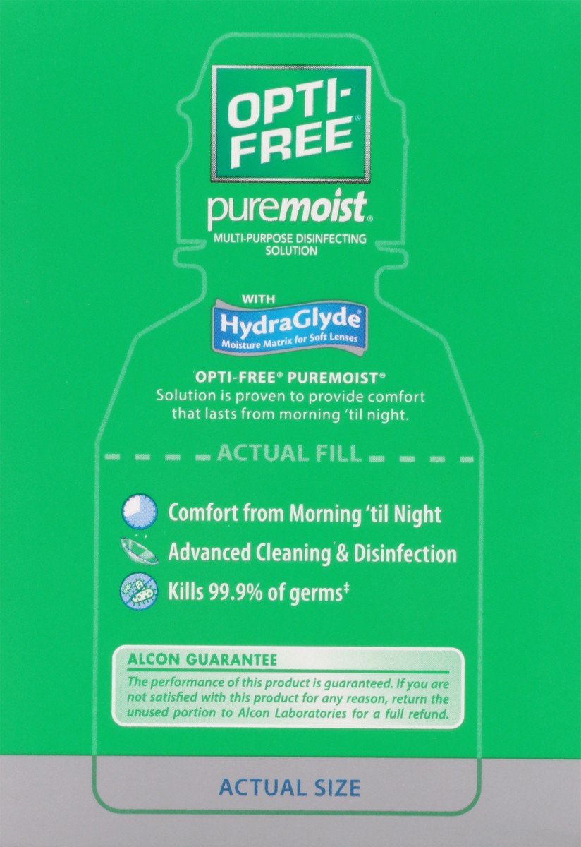 slide 4 of 13, Opti-Free Puremoist Multi-Purpose Disinfecting Solution with HydraGlyde 2 fl oz, 2 fl oz