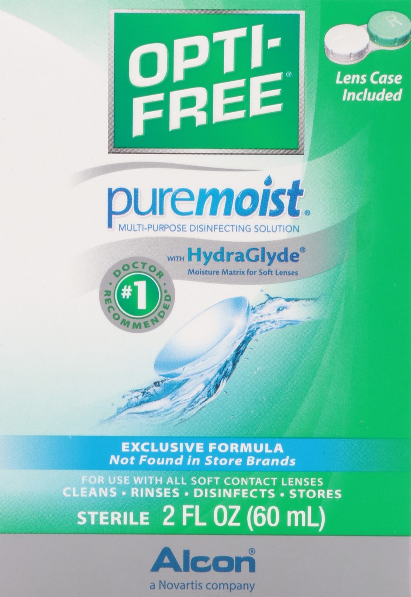 slide 10 of 13, Opti-Free Puremoist Multi-Purpose Disinfecting Solution with HydraGlyde 2 fl oz, 2 fl oz