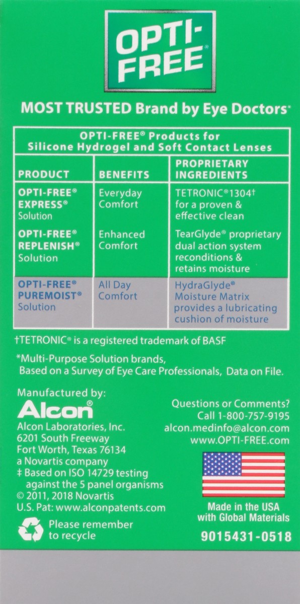 slide 7 of 13, Opti-Free Puremoist Multi-Purpose Disinfecting Solution with HydraGlyde 2 fl oz, 2 fl oz