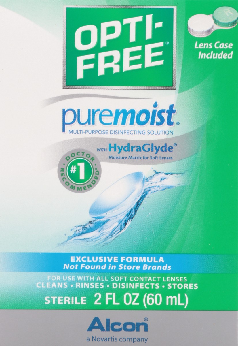 slide 5 of 13, Opti-Free Puremoist Multi-Purpose Disinfecting Solution with HydraGlyde 2 fl oz, 2 fl oz