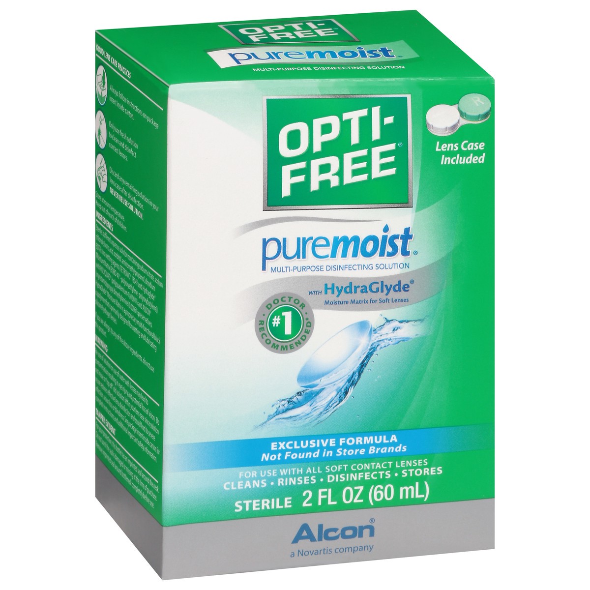 slide 12 of 13, Opti-Free Puremoist Multi-Purpose Disinfecting Solution with HydraGlyde 2 fl oz, 2 fl oz