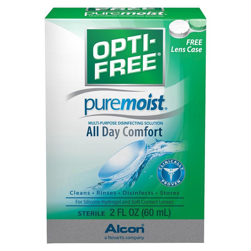 slide 1 of 13, Opti-Free Puremoist Multi-Purpose Disinfecting Solution with HydraGlyde 2 fl oz, 2 fl oz