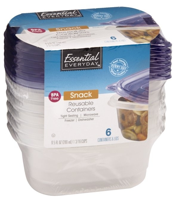 slide 1 of 1, Essential Everyday Snack Size Reusable Containers, 1 ct