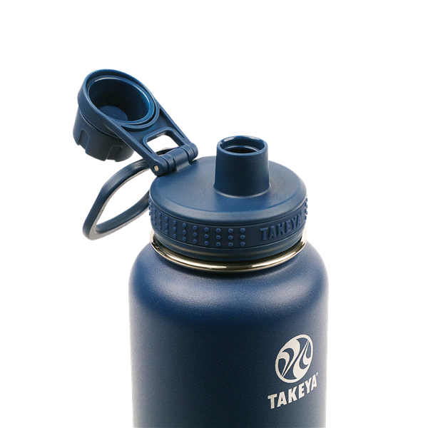 slide 13 of 13, Takeya 40oz Actives Insulated Stainless Steel Water Bottle with Spout Lid - Navy, 40 oz