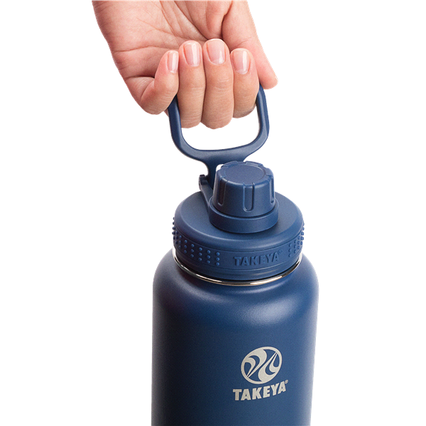 slide 12 of 13, Takeya 40oz Actives Insulated Stainless Steel Water Bottle with Spout Lid - Navy, 40 oz