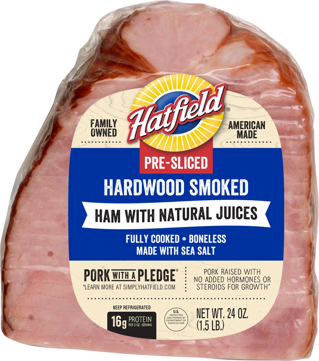 slide 3 of 3, Hatfield 1/4 Sliced Boneless Ham with Natural Juices, 24 oz