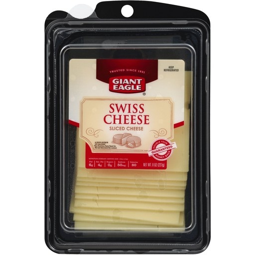 slide 1 of 1, Giant Eagle Sliced Swiss Cheese, 8 oz