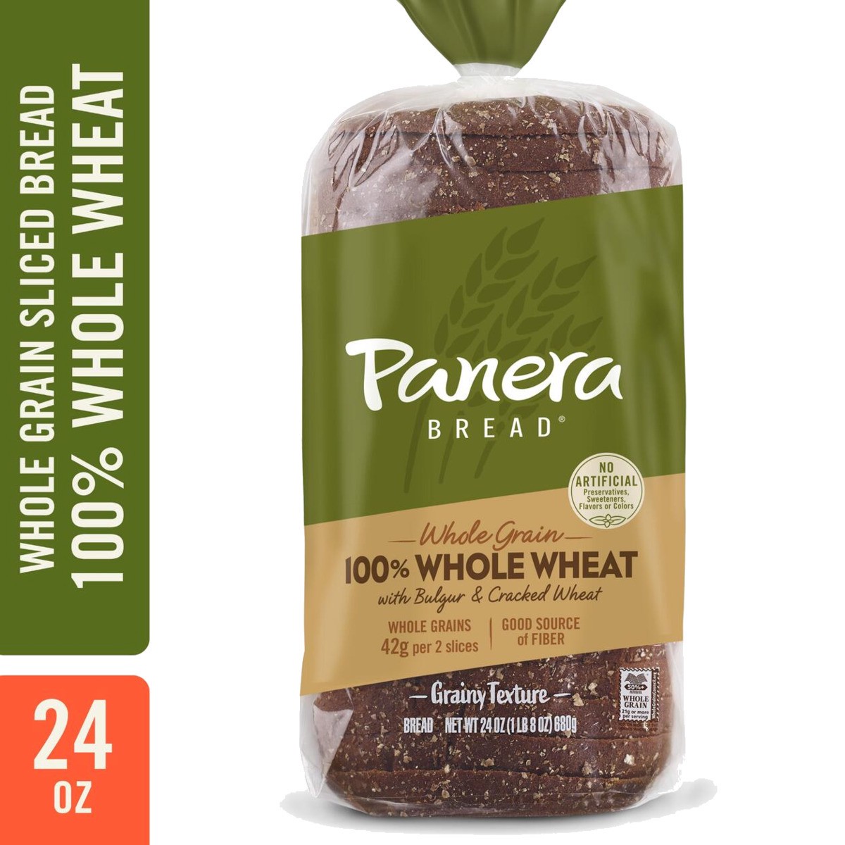 slide 1 of 9, Panera Bread Bread, Whole Grain, 100% Wheat, 24.0 oz