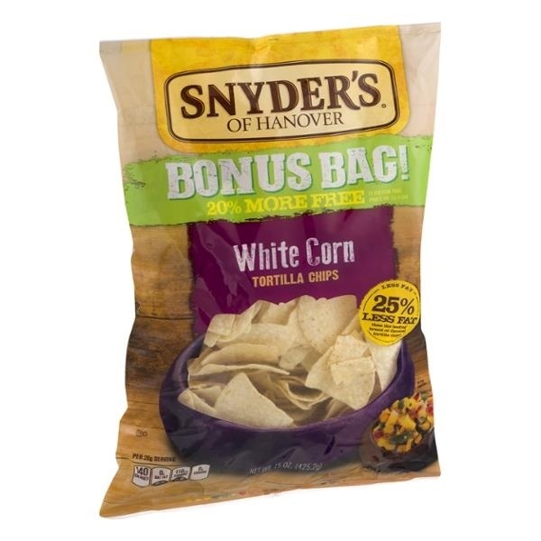 slide 1 of 1, Snyder's of Hanover White Corn Tortilla Chips Bonus Bag, 15 oz