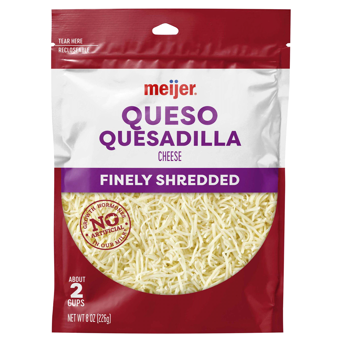 slide 1 of 2, Meijer Finely Shredded Queso Quesadilla Cheese, 8 oz