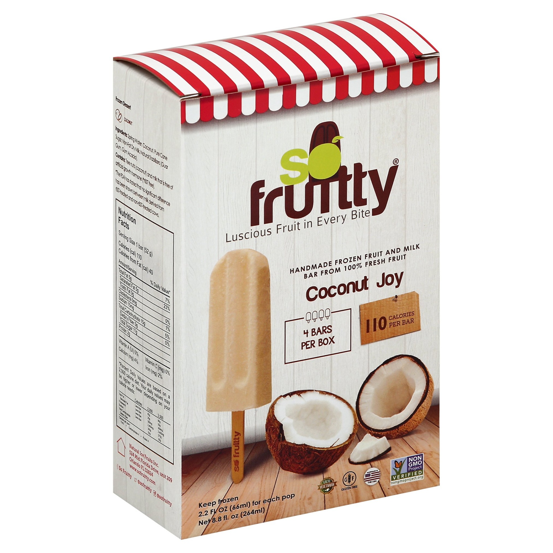 slide 1 of 1, So Fruitty Coconut Joy Fruit Pops, 4 ct