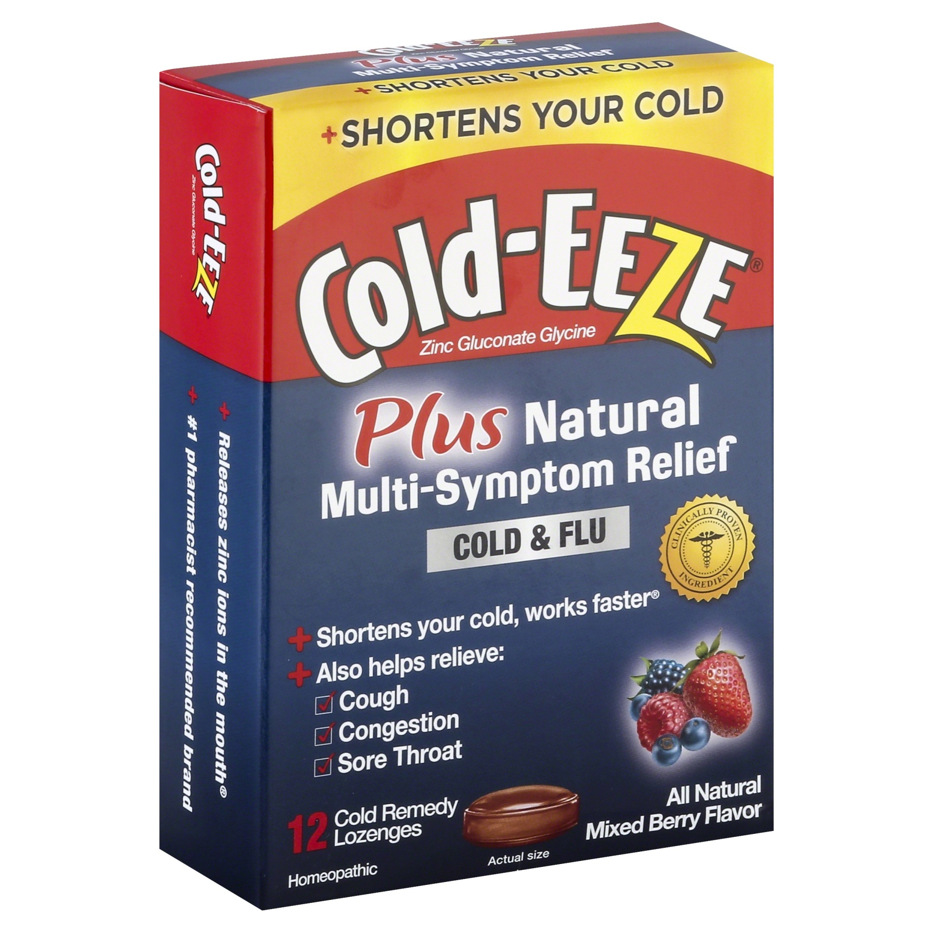 slide 1 of 4, Cold-EEZE Cold&Flu M/Symptom Loz, 12 ct