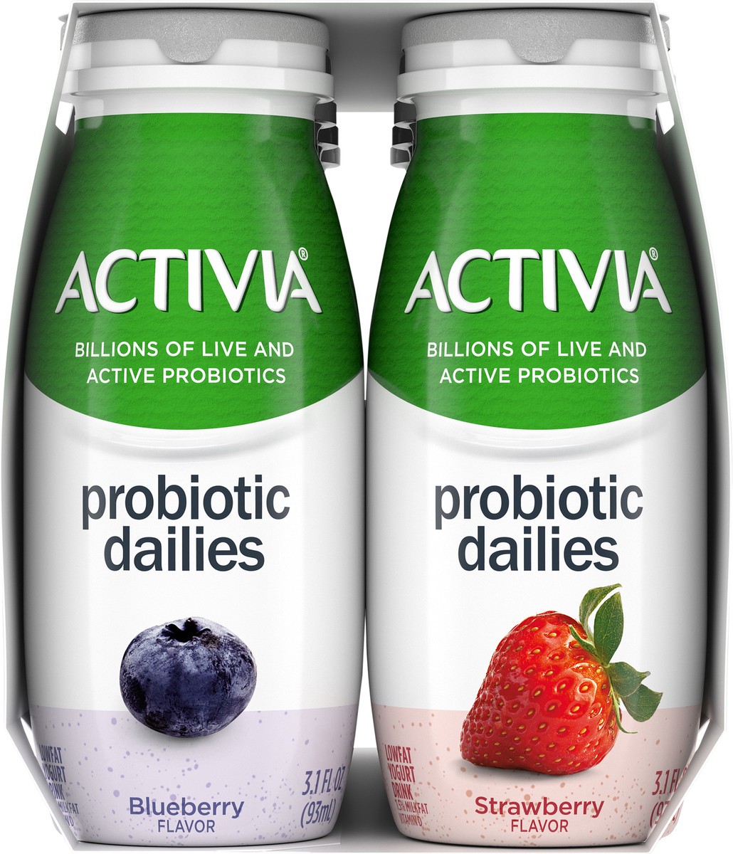 slide 9 of 11, Activia Probiotic Dailies Strawberry and Blueberry Lowfat Yogurt Drinks, Delicious Daily Probiotic Yogurt Drinks to Help Support Gut Health, 8 Ct, 3.1 FL OZ, 3.10 fl oz