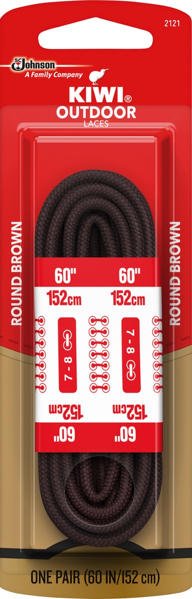 slide 5 of 5, KIWI Brown Outdoor Boot Laces, 60 in
