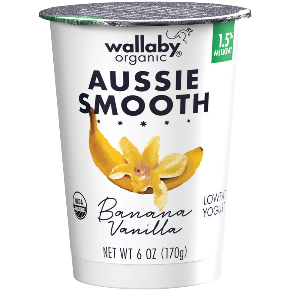 slide 1 of 1, Wallaby Yogurt Company, Inc. Banana Vanilla Lowfat Yogurt, 6 oz