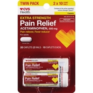 slide 1 of 1, CVS Health Extra Strength Pain Relief 500mg Acetaminophen Caplets, 20 Ct, 20 ct