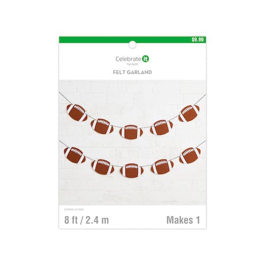 slide 1 of 3, 8ft. Football Felt Garland By Celebrate It, 8 ft